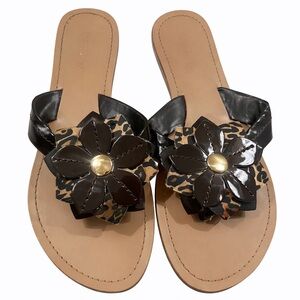 🖤 Unisa Sassy Animal Print Sandals Brown & Tan Size 7 🐆✨